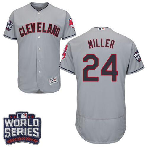 Indians #24 Andrew Miller Grey Flexbase Authentic Collection 2016 World Series Bound Stitched MLB Jersey